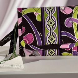 Vera Bradley Tri Fold Wallet Purple Punch 4” Coin Card Slot Cash Slot NWT