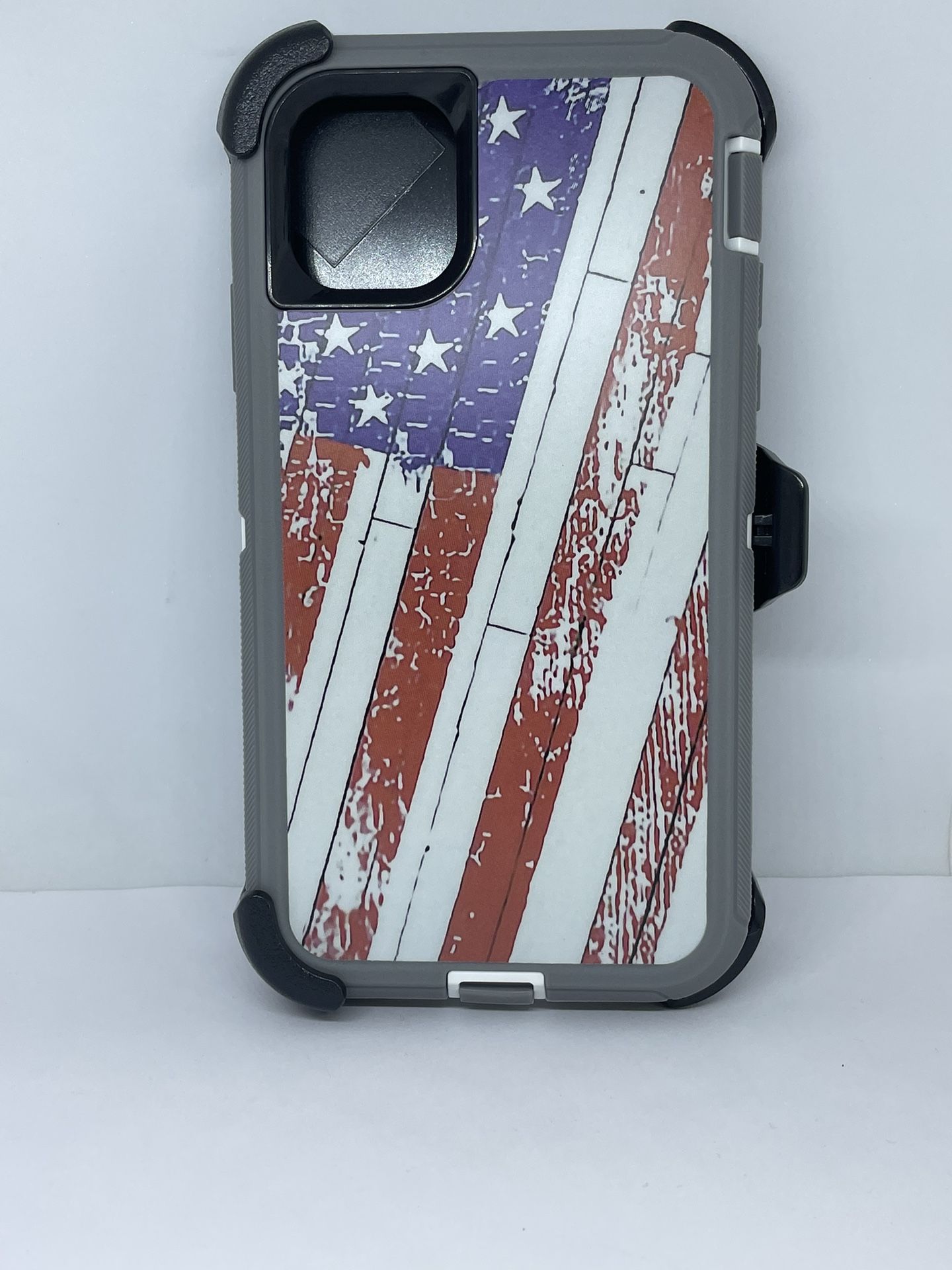For iPhone 11 USA Flag Camouflage Belt Clíp Case