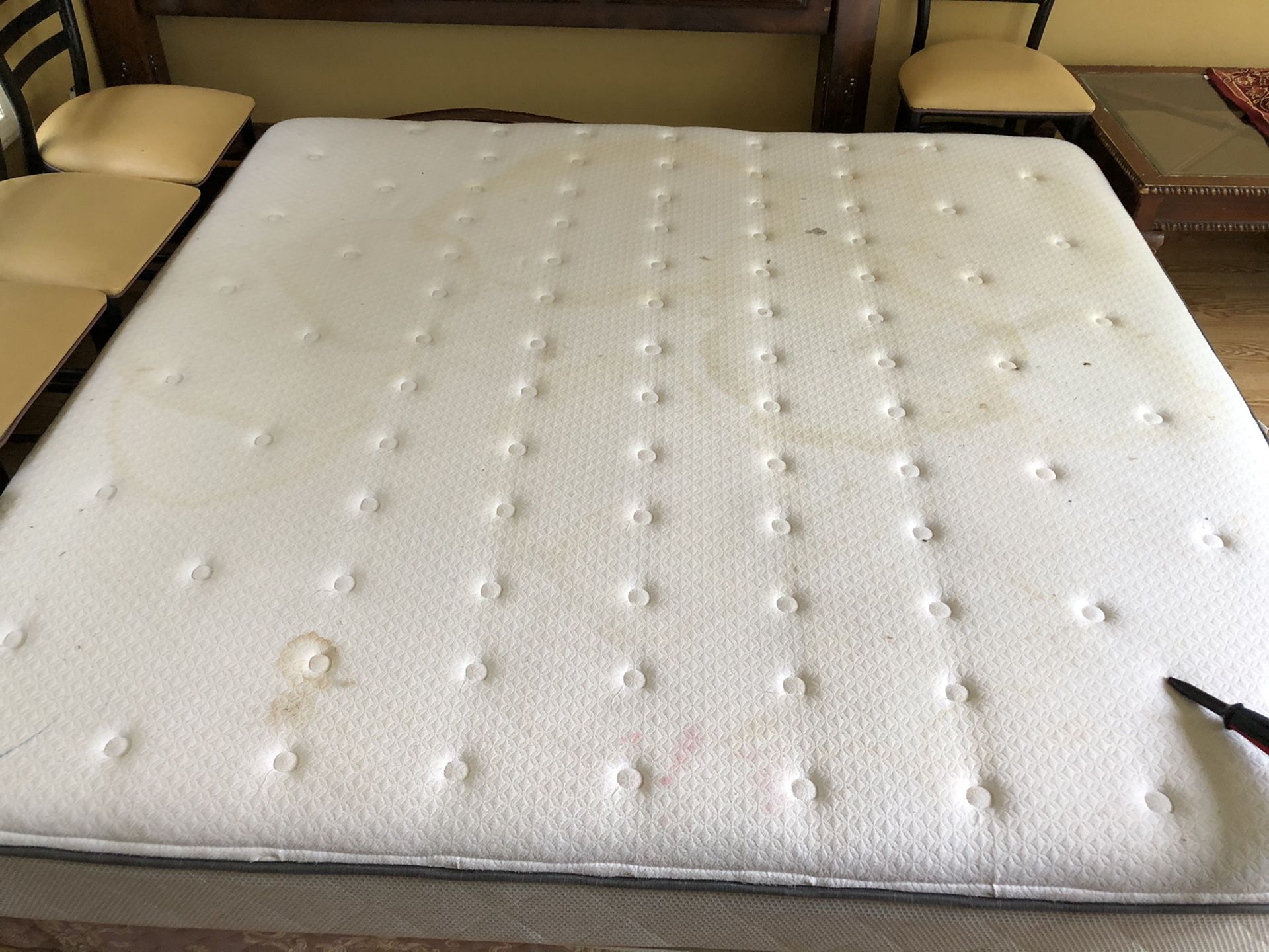 Kind size bed frame and mattress.