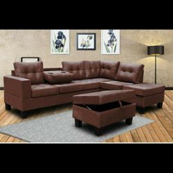 Allen Parkway Brown Microfiber Sectional with Ottoman

