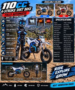 Brand New 110cc Gas Dirt Bike – Automatic Pit Bike / Mini Motorcycle