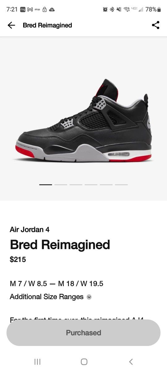 Jordan 4 Bred