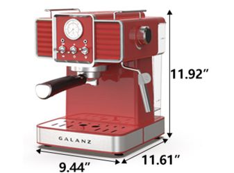 Galanz Retro Espresso Machine with Milk Frother, 15 Bar Pump