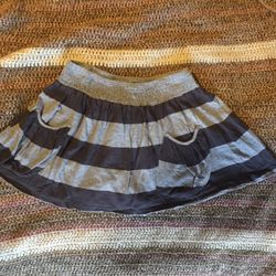 Miley Cyrus Dark & Light Gray Striped Mini Skirt 