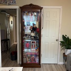 Lighted Display Case W/ Doll Collection  Or OBO!