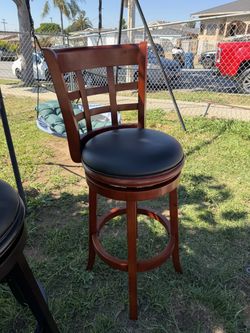 29 inch Swivel Counter Stool, Solid Wood, Faux Leather Light Cherry