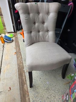 Tufted Accent Chair Beige Linen