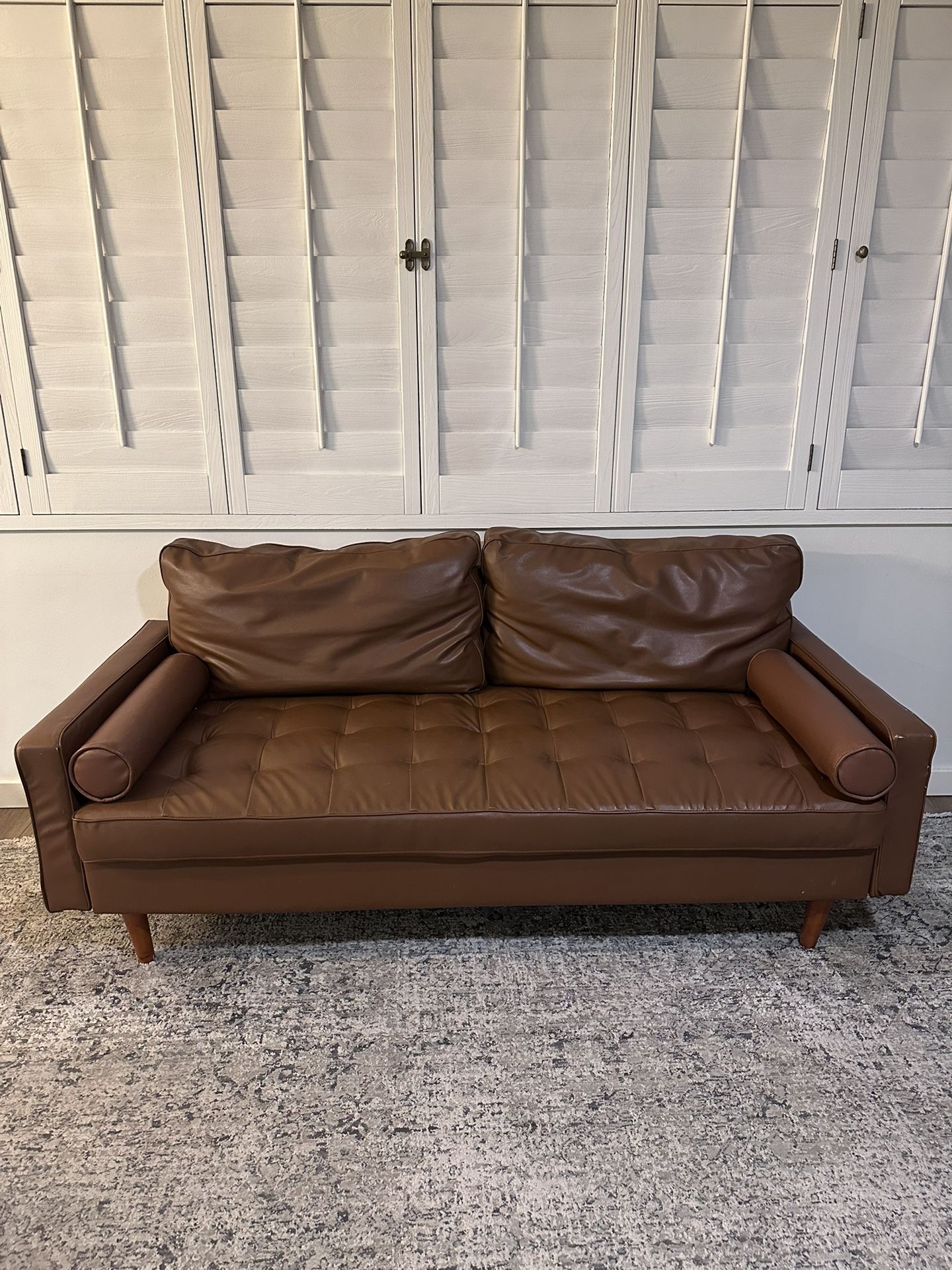 Used Vegan Leather Couch – Great Condition, Pet-Friendly Home