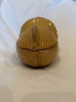 New Crate and Barrel ceramic turkey dish with lid