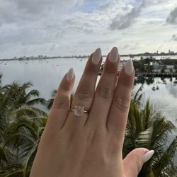 14K White gold Rose Quartz Engagement Ring