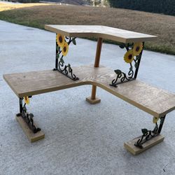 Cute two tiered sunflower corner desk shelf. 15”x15”x13”