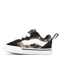 Vans Knu Skool Skate Shoe -Toddler - Black / Camo
