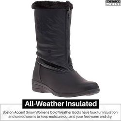 NEW SZ 10 Women Waterproof Insulated Winter Snow Boots Warm Cold Weather Front Zipper Insulated Mid-Calf