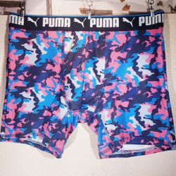 Puma Men's Sport Performance Boxer Brief  Pink/Blue Camo NWOT Underwear L