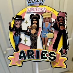 Girls Dress To Impress Custom Roblox Themed  Cake Topper 