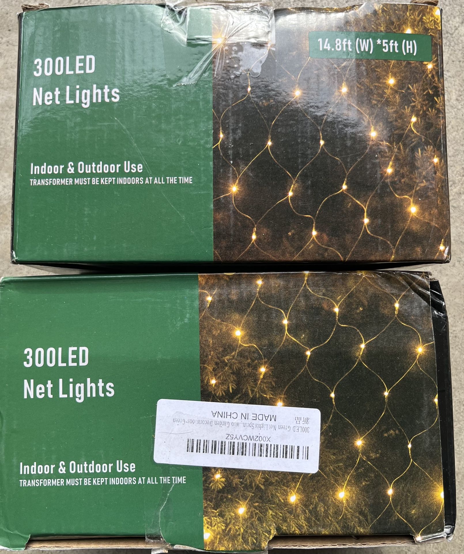 Pooqla Net Lights, 300LED Christmas Outdoor Mesh Light, 14.8x5 feet
