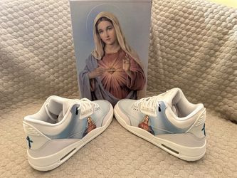 Air Jordan 3 Custom By KITO “ Mother Mary” Sz 10 DS