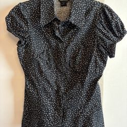 From Victoria’s Secret—Size Small Moda International Short-sleeve black with white polka dots blouse
