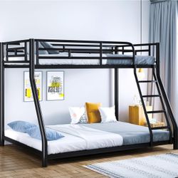 New Unassembled Metal Bunk Bed, Full Size Bed Frame for Adults, Twin Over Full Bunk Bed