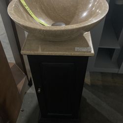 12” Pedestal Vessel Sink Vanity Bathroom Cabinet -B2500