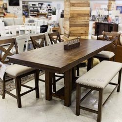 《 Moriville Grayish Brown CounterHeightSet/ Delivery Available, Financing, Home Decor, Financing, Household 