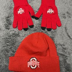 Ohio State Buckeyes red and black beanie and touch gloves set #Buckeyes #WinterAccessories