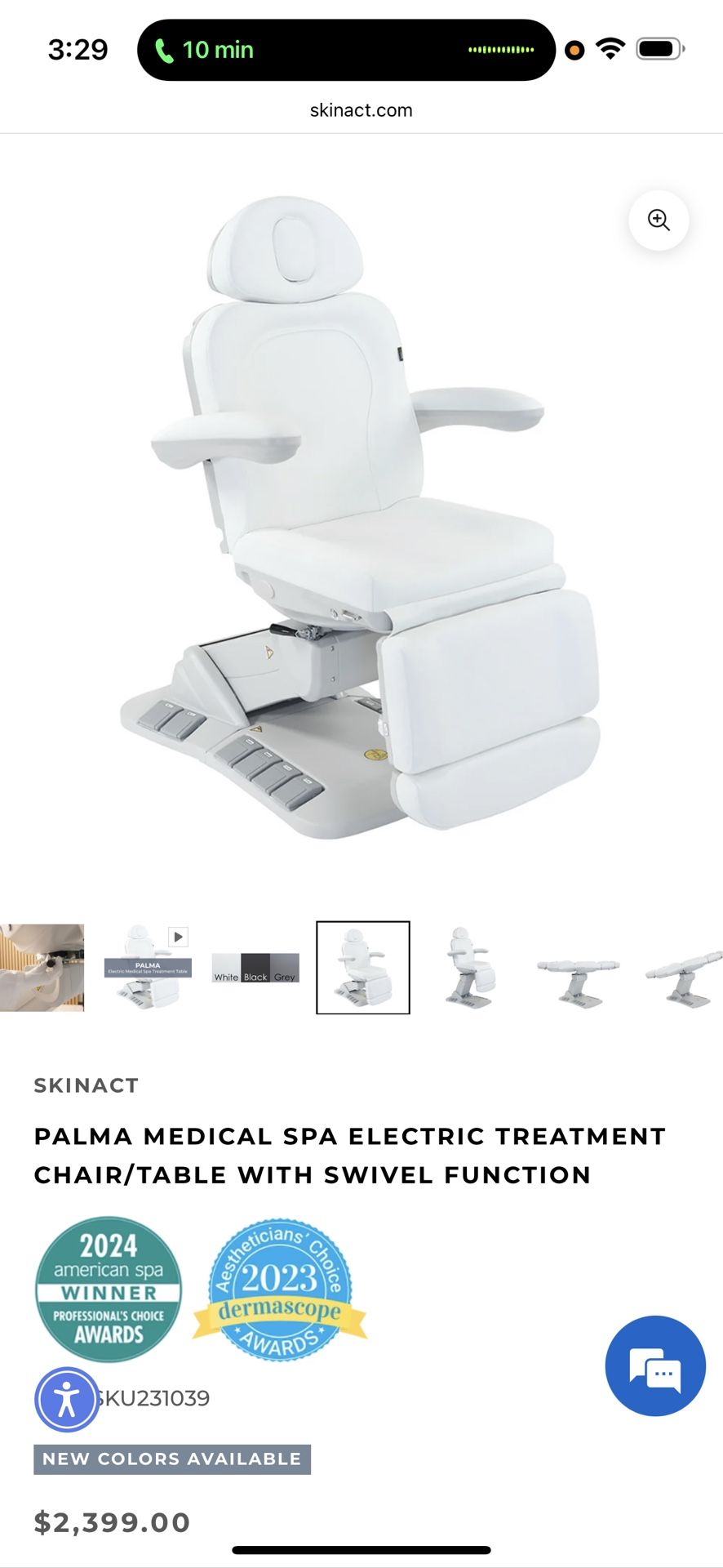 PALMA MEDICAL SPA ELECTRIC TREATMENT CHAIR/TABLE WITH SWIVEL FUNCTION