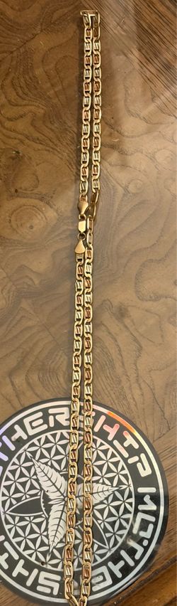 14kt Tri Tone Anchor (Valentino) Chain