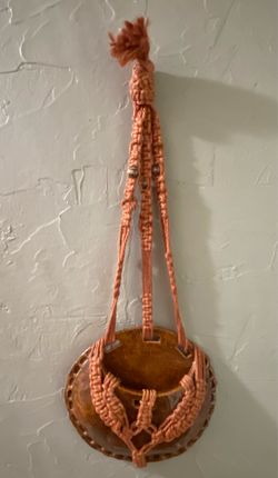 MACRAME CLAY PLANT HANGER WITH BEADS