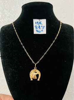 18K Solid Gold Chain and Pendant For Wedding 8.9Gr 26 Inches Long