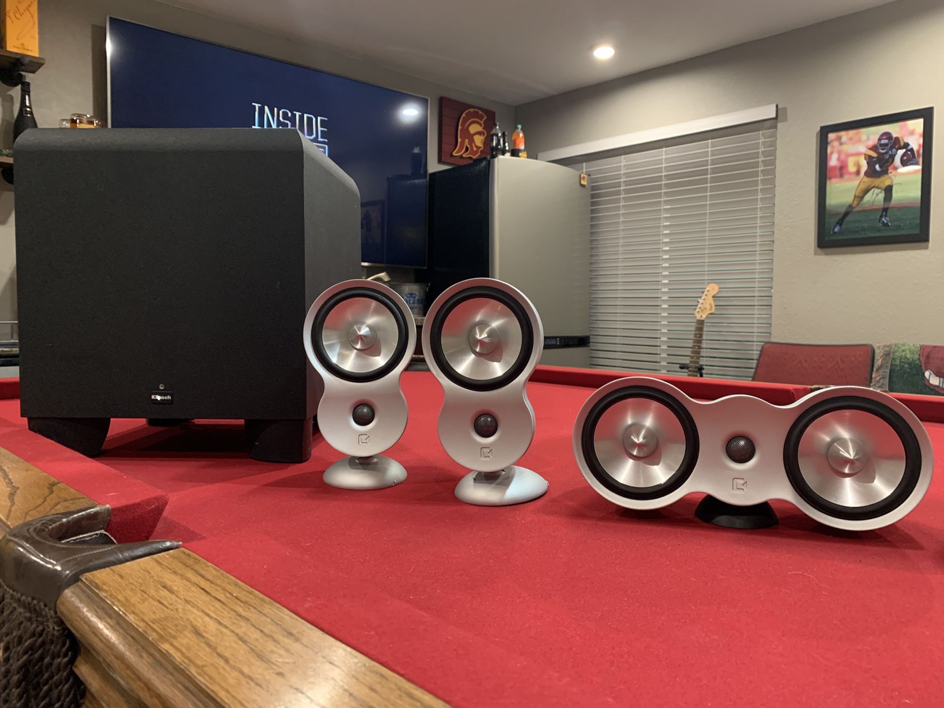 Celestion AVP305 Surround Sound Speaker System with Klipsch KW-100 Subwoofer and Yamaha Receiver