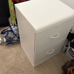 Wood File Cabinet Painted White 