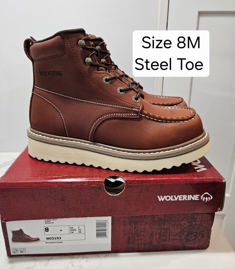 Wolverine Steel Toe Work Boots Size 8