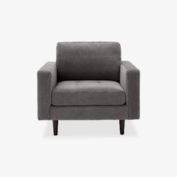 Fernish Hewitt Chair – Mid-Century Boxy Accent Chair in Smoke Gray Fabric, 36″