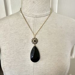 Black Gold Tone Pendant Necklace
