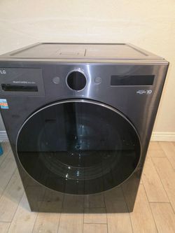 LG Mega Capacity Smart Front Load All-in-One Ventless Washer/Dryer Combo in Black Steel
