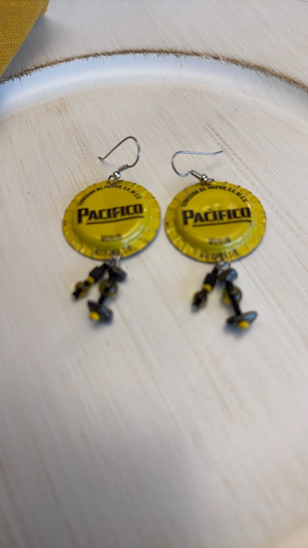 Earrings With Quartz And Recycled Bottle Caps