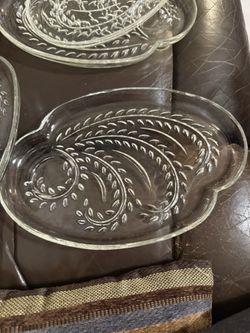 Vintage Homestead Federal Clear Glass Snack Plates (8)