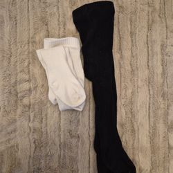 Cotton Baby Girls Tights 0 - 12 Months White & Black