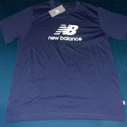 New Balance Men’s Navy Blue Logo Short Sleeve T Shirt 