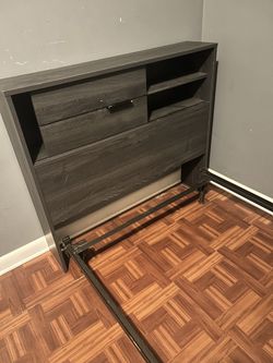 Twin bookcase headboard and metal frame