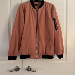 Men's Salmon Bomber Jacket with Black Trim size small