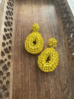 Tropical Yellow Beaded Bohemian Summer Earrings 