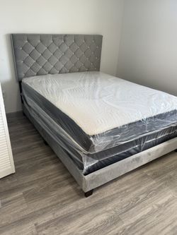 Queen  Size Bed Frame With Mattress All New Furniture And Free Delivery Free Installation 