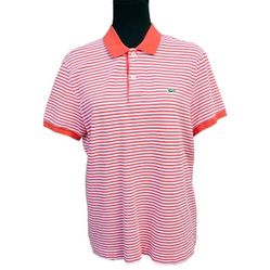 Lacoste Live White/Orange Striped Men's Polo Shirt.