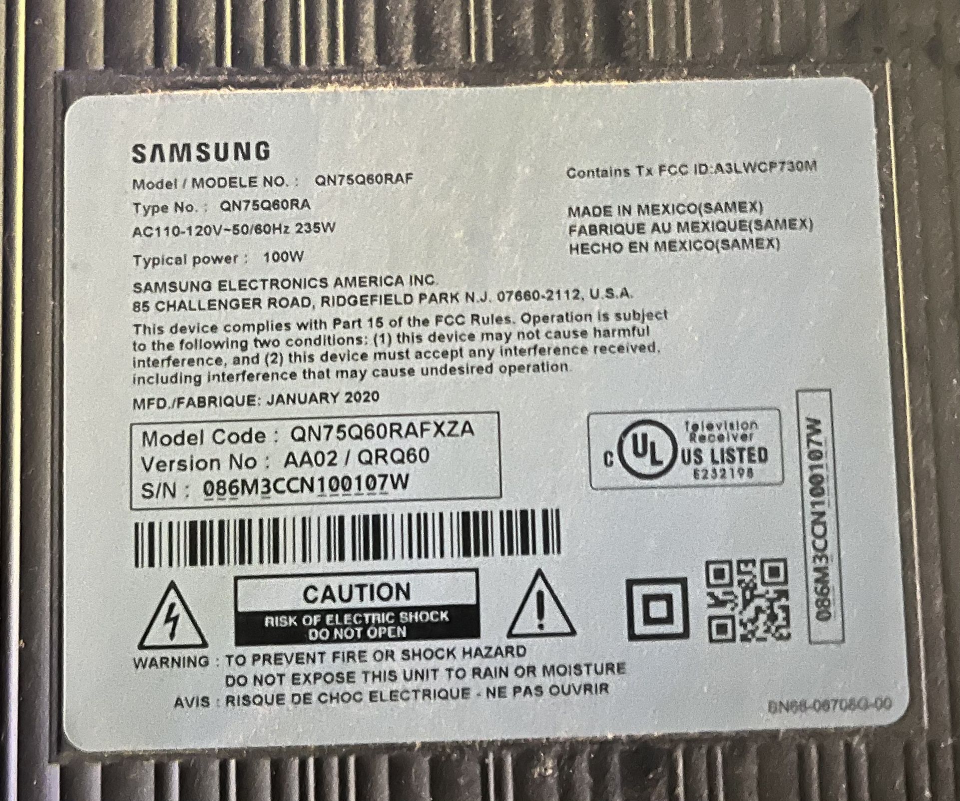 75 Inch Samsung TV