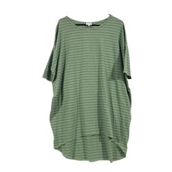 LULAROE Womens Green Irma Hi-Lo Tunic Shirt Size Large Striped Oversize Comfy
