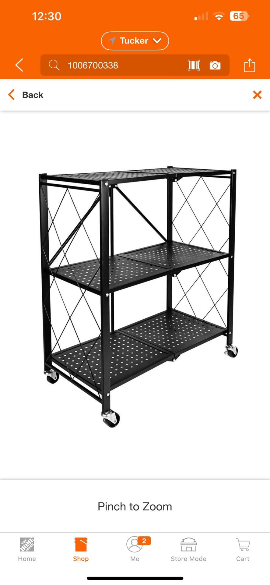 3-Tier Heavy Duty Foldable Metal Rack Storage Shelving Unit with Wheels Moving Easily Organizer Shelves Great, Black