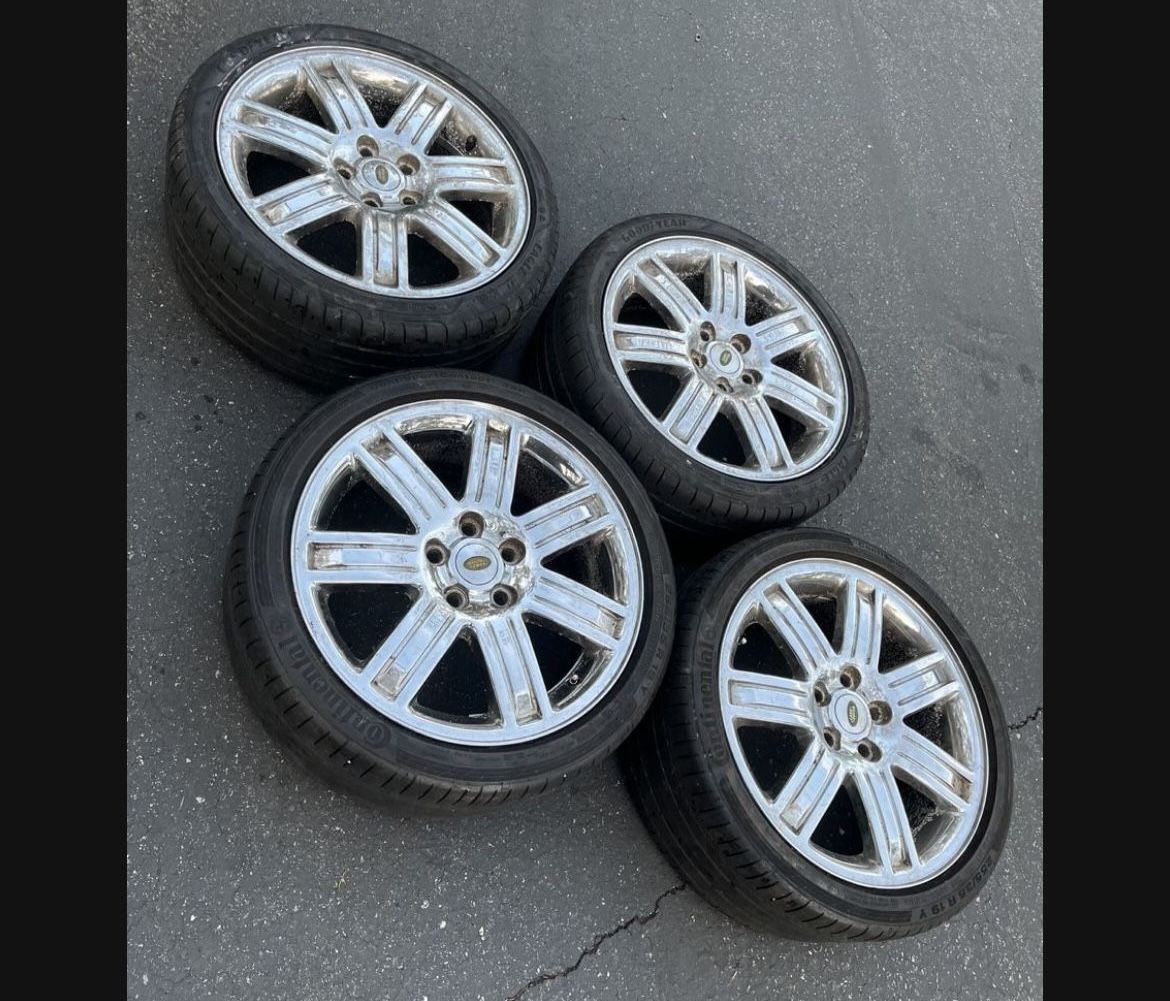 4 - 255/35r19 5x120 5x4.72 Stock Land Rover Bmw Chevy S10 Camaro Wheels Rims Good 80% Treads Tires Continental!
