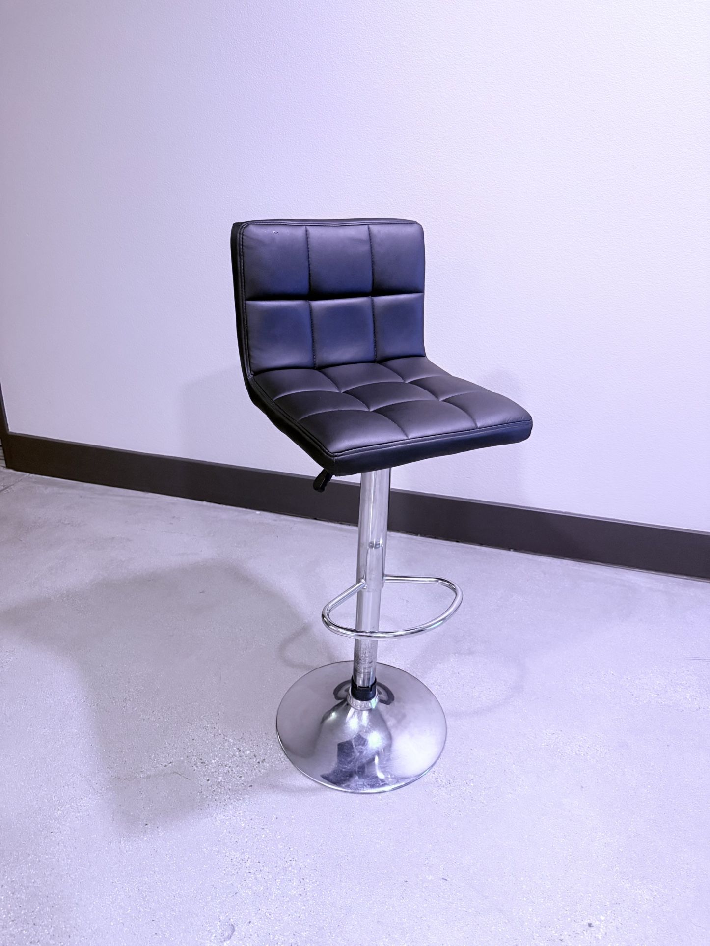 Black Adjustable Leather Bar Stool By Powell